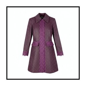 Bisou Bisou Plum Sparkle Tweed Lace Coat Whimsigoth Victorian Dark Academia Sz 2